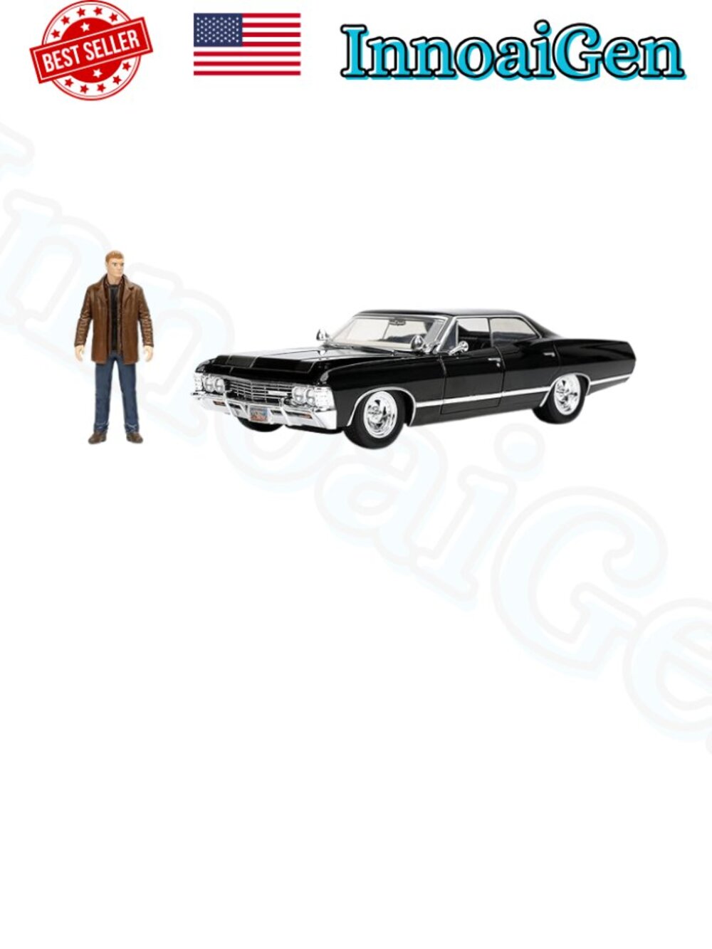 Jada Supernatural Dean Winchester & 1967 Chevy Impala SS Sport Sedan 1:24 NIB